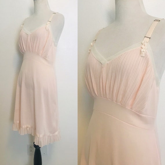Vintage Dress Slip, 1960s Lingerie Slip Pink Accor