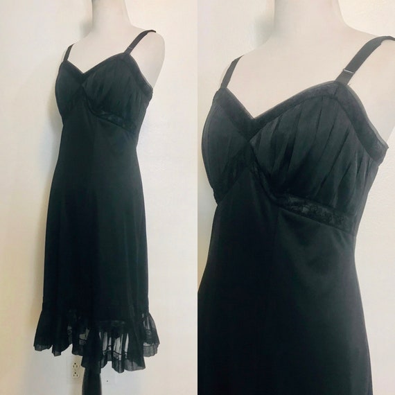 Vintage Dress Slip, Vintage 60s Black Dress Slip A