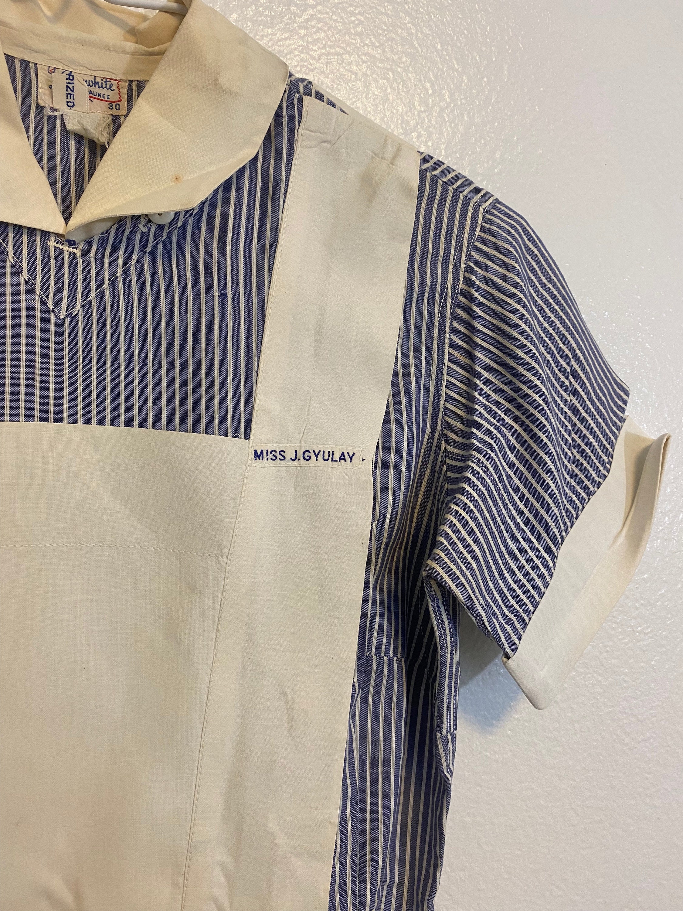 Vintage Nurse Uniform 1950s Blue and White Nurses Uniform | Etsy