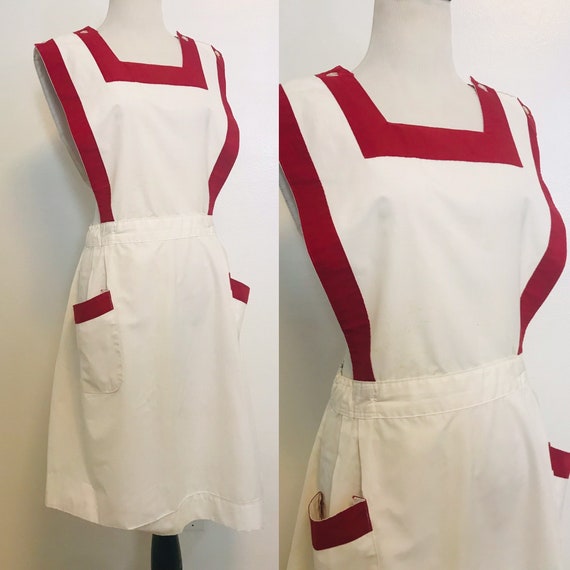 Vintage Pinafore Dress, Vintage Candy Striper Dres