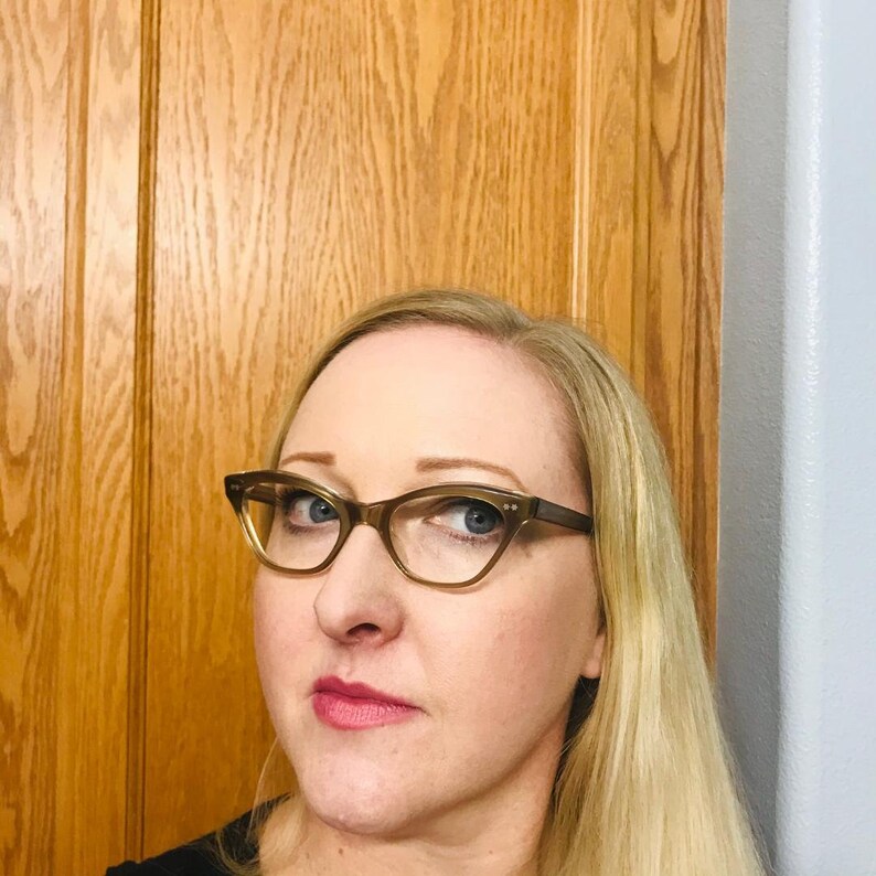 Clear Tan Brown Eyeglasses New Old Stock Translucent Tan Cateye Glasses Vintage 1950s 1960s Glasses Womens Glasses Eyeglasses