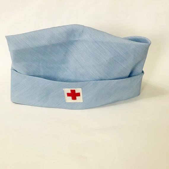 Vintage Nurse Cap, Antique Nurse Hat, Blue Nurse U