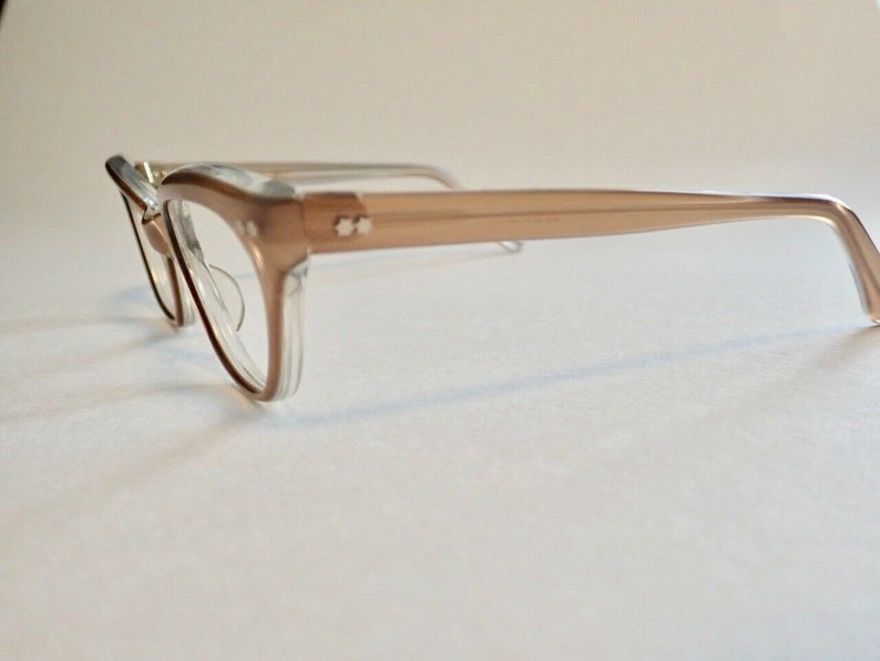 Clear Tan Brown Eyeglasses New Old Stock Translucent Tan Cateye Glasses Vintage 1950s 1960s Glasses Womens Glasses Eyeglasses