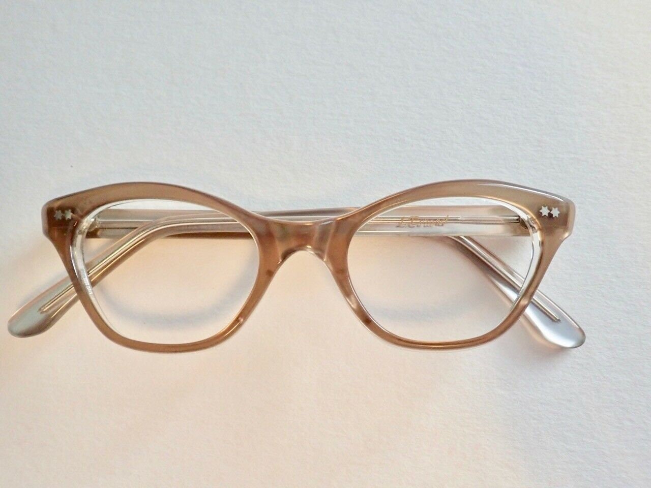 Clear Tan Brown Eyeglasses New Old Stock Translucent Tan Cateye Glasses Vintage 1950s 1960s Glasses Womens Glasses Eyeglasses