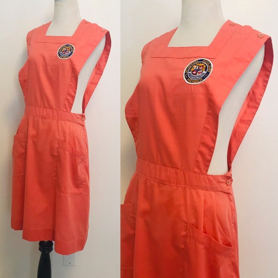 Vintage Nurses Pinafore Coral Nursing Pinafore Apr