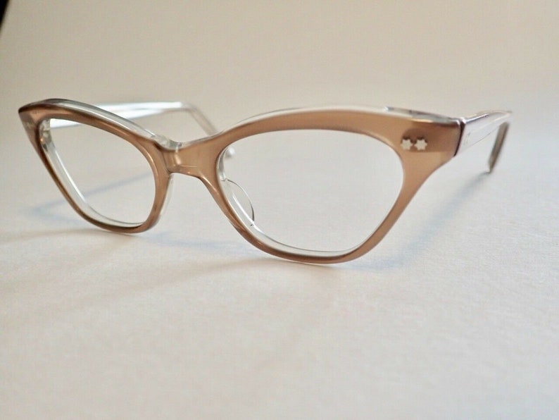 Clear Tan Brown Eyeglasses New Old Stock Translucent Tan Cateye Glasses Vintage 1950s 1960s Glasses Womens Glasses Eyeglasses