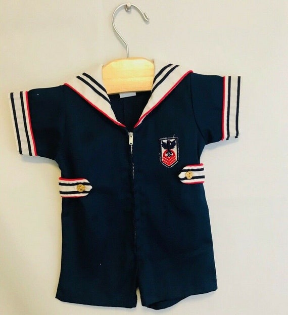 Vintage Baby Boys Sailor Suit, Navy Blue Sailor Ro