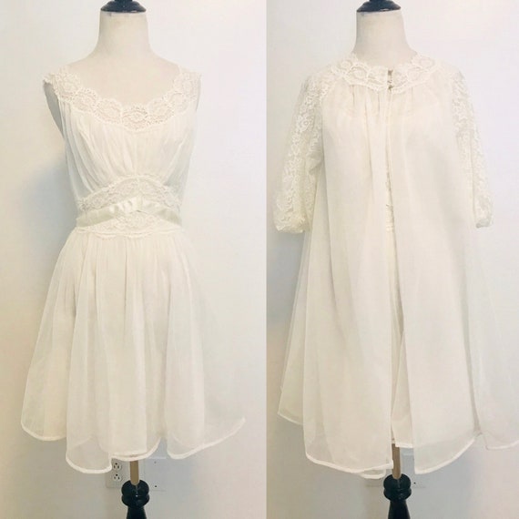 Vintage Peignoir Set, 1950s Vanity Fair Robe and N
