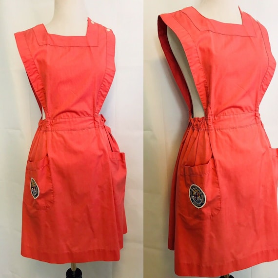 Vintage Nurses Pinafore Coral Nursing Pinafore Apr