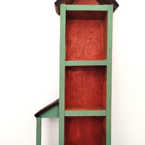 House Shaped Shadow Box Folk Art Trinket Shelf: Rustic  Americana Curio Display Case