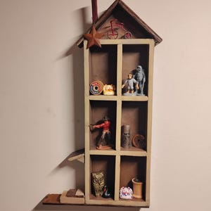 Trinket Shelf / folk art / shadow box / curio cabinet / collection / display case / hand made / wall hanging