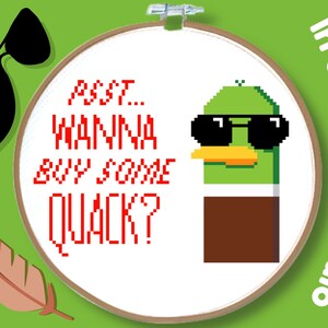 Funny Duck Cross Stitch Downloadable PDF Pattern Quote Pun Joke Mallard