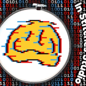 Glitch Smiley Cross Stitch Pattern Download