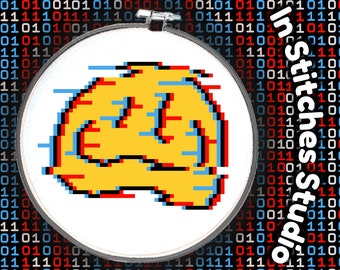 Glitch Smiley Cross Stitch Pattern Download