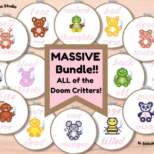 Winzige Tiere mit Messer Snarky Lustige Kreuzstichmuster Bundle Sammlung Doom Critter Bundle Download