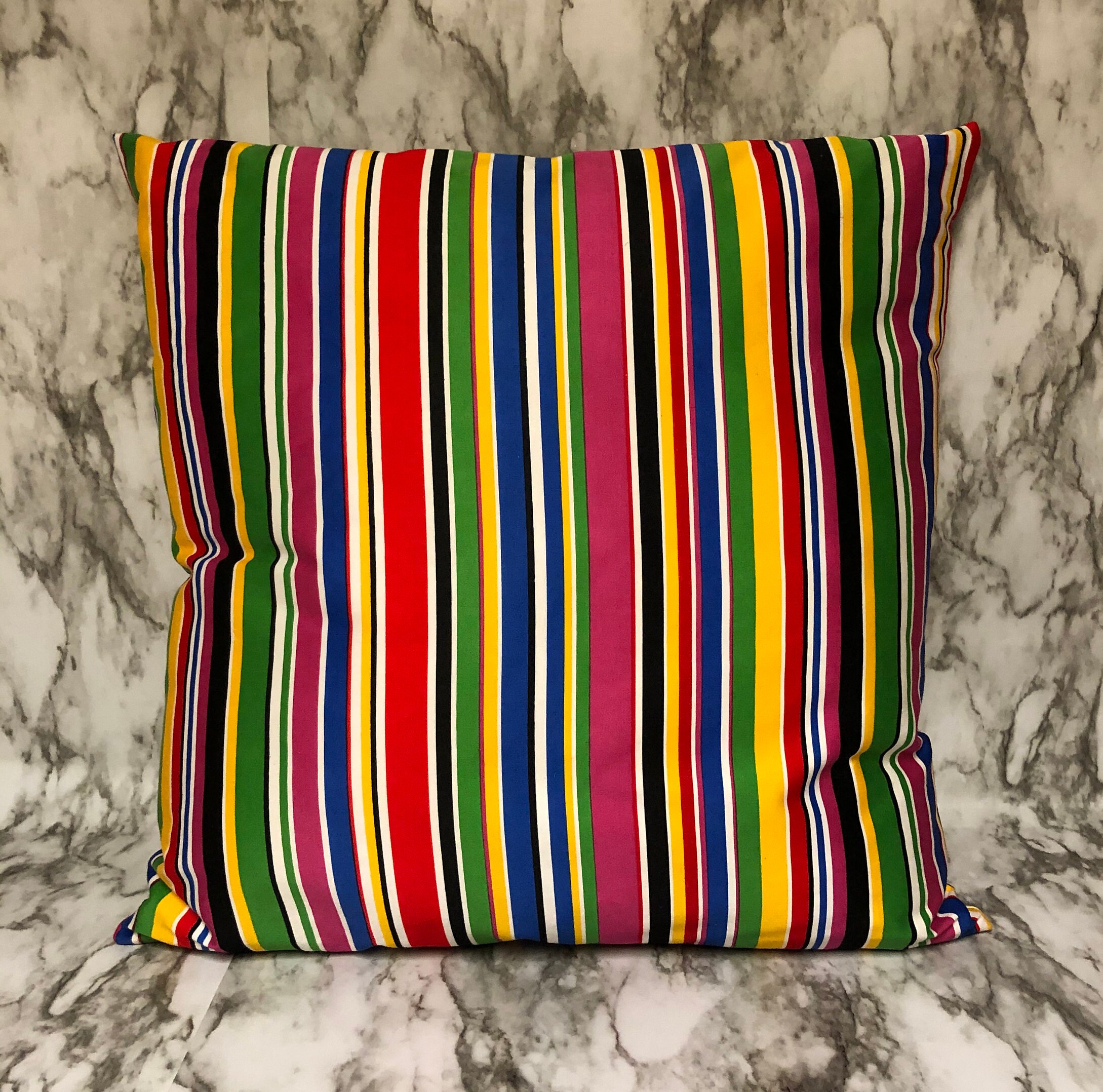 Handmade MultiColor Stripe Square Decorative Throw Pillow Etsy