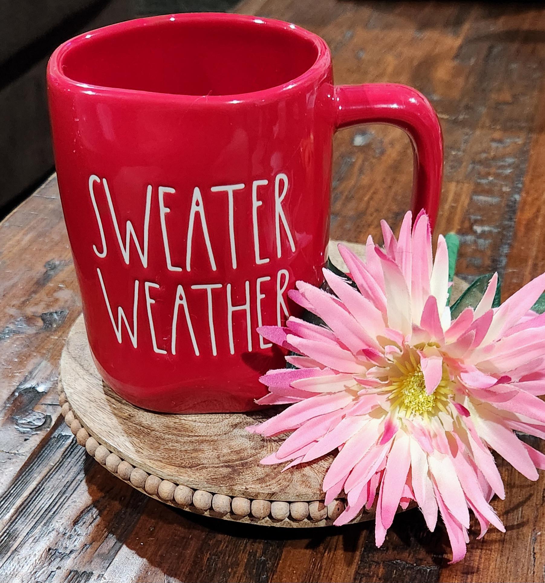Rae Dunn SWEATER WEATHER Ceramic Coffee Mug - 16oz Large Handcrafted Style Mug By Magenta