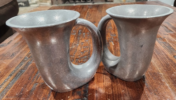 Vintage Lyman Pewter Handled Horn Stein - Set of 2 - Lyman Vintage Lyman Pewter Handled Horn Stein - Set of 2 - Lyman