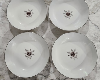 Celebrity Fine China NOCTURNE Coupe Soup Bowls set of 4 - Vintage China Discontinued Pattern  NO. 5360TC-2