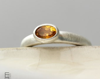 custom made citrine ring silver 925, silver ring with faceted gemstone, handmade jewelry with natural palmeira citrine, orange gem