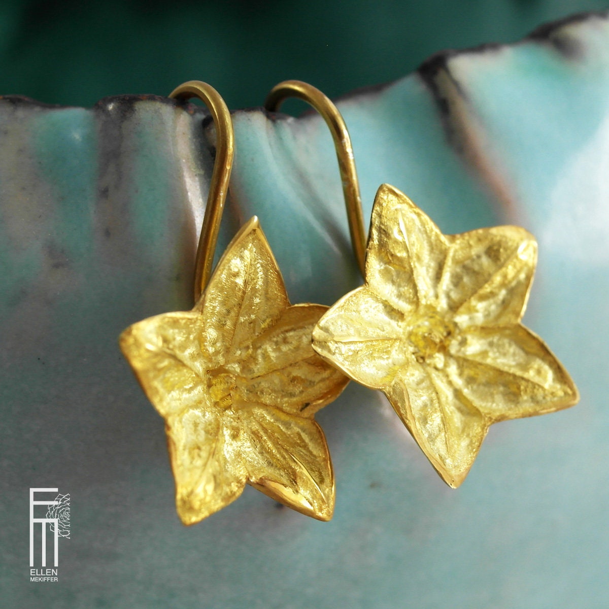 Jasmine Flower Earrings Gold Romantic Dangle Earrings Floral Etsy
