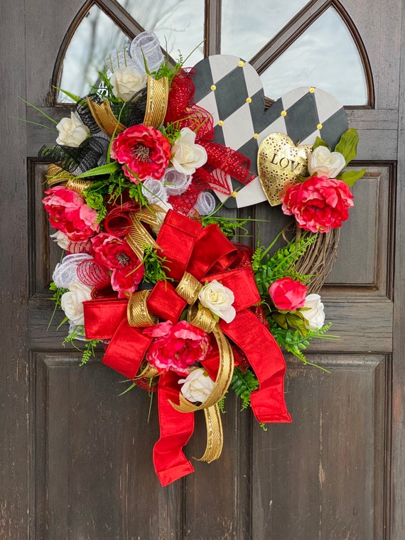 Valentine Wreath, Valentine Decorations, Valentine Front Door
