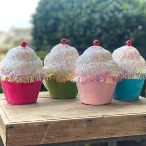 Cupcake Wreath Attachment, Large Cupcake, Fake Bake Cupcake, Foam Cupcake attachment, Birthday Cupcake, Artificial Cupcake Wreath Decor 7&quot;