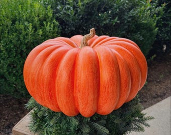 Extra Large Faux Pumpkin, Weatherproof Urn Porch Decor (18x12)