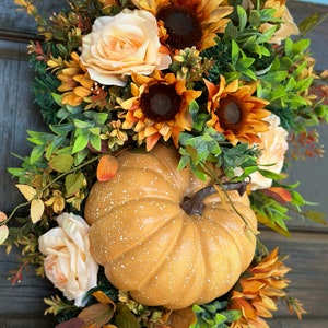 Belupai 14in Artificial Sunflower Wreath - Yellow Sunflower Grapevine Wreath For Front Door, Spring/Summer Decor