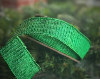 Green Metallic Stripe Wired Ribbon, 1.5 Inch 10 Yards d. Stevens Christmas ribbon