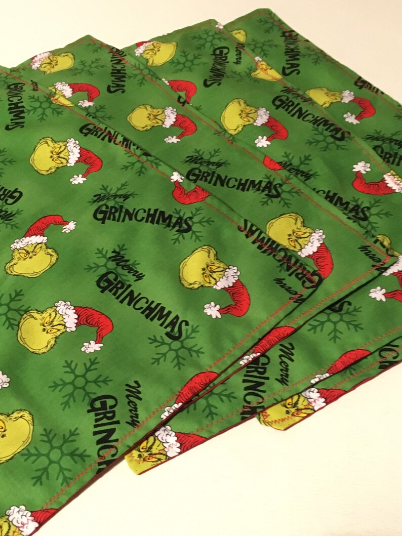 Handmade Grinch Inspired Place Mats Set of 4 Christmas Etsy