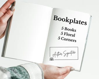 15 Bookplates, Floral Book Plate, Author Signature Label, Book Signing, Signed By Author Sticker, Book Convention, Print at Home