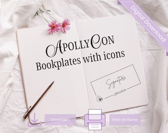 Ex libris de ApollyCon, 5 ex libris personalizados, Convención del Libro de DC, Firma del autor, Firma de libros, Pegatina firmada por el autor, Romantasy BookCon