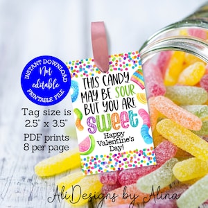 Etichetta di San Valentino per caramelle aspre, biglietti di San Valentino per bambini, non essere acido, sei dolce, San Valentino in classe, regalo per gli amici Porta lecca-lecca