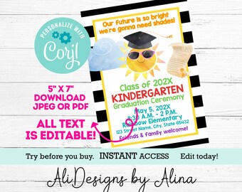 Afstudeeruitnodiging Bright Future, bewerkbare sjabloon (digitale download)