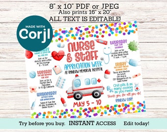 National Nurses week calendar of events, Nurse & Medical staff appreciation week, Itinerary of events, Fun acivity program, Nurse thank you