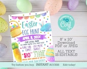Easter egg Hunt flyer, Easter fundraiser invitation, PTA PTO Event, Church fundraiser, Egg my yard, Egg hunt invitation, Easter party invite