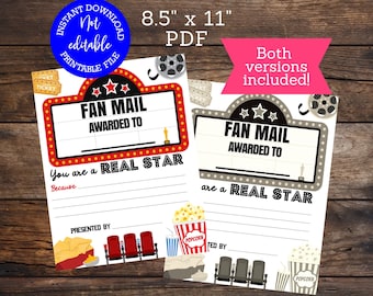 Fan mail teacher appreciation week printable, movies hollywood theme, all about my teacher, you are a star, coloring page, school PTO PTA