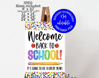 Welcome back to school printable sign INSTANT download, Welcome Sign, Open house, First day of School Classroom decoration, School PTA PTO