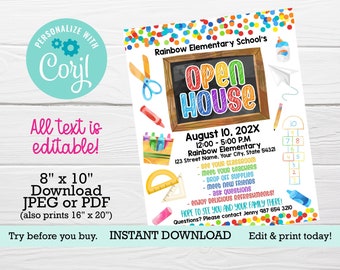 Back to School Open house flyer, PRINTABLE poster, Digital invitation, Meet the teacher, Open House flyer, PTA PTO School event invitation
