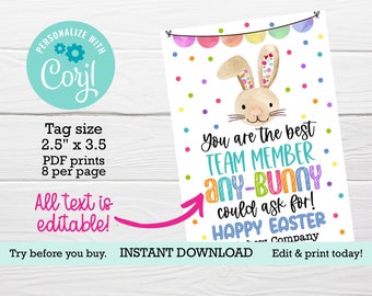 You are the best any BUNNY could ask for,  Editable tag, PTA PTO treats, Teacher appreciation, Easter basket, Referrals Staff Nurse Neighbor