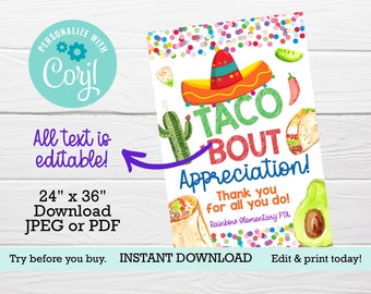 Taco bout austauschbares Schild, druckbares Poster, Lehreranerkennungswoche, mexikanisch inspiriert, Krankenschwestern, Taco Bar, Nacho Durchschnitt