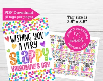 Slap bracelet Valentine's day tag, Kids Valentine cards, Slappy Valentine's day, school Valentine, Gift for friend, non candy Valentine gift