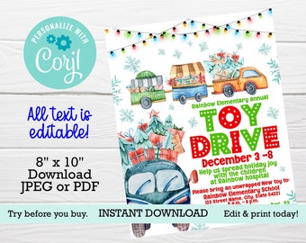 Editable Food Drive Flyer School Church Fundraiser Invite Etsy