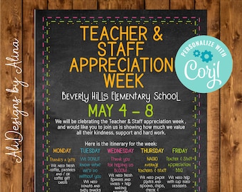 Teacher & Staff appreciation week calendar