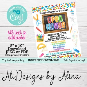Back to School Open house flyer, PRINTABLE poster, Digital invitation, Meet the teacher, Open House flyer, PTA PTO School event invitation