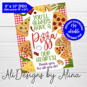 Je hebt altijd een pizza ons hart, leraar en personeel waarderingsbord, INSTANT download, PTA PTO Event, Pizza party, Waardering lunch