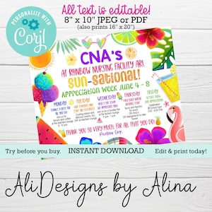 CNA&#39;s Week appreciation itinerary, SUNsational nurses calendar, Emergency Nurses, Assisted living, Healthcare Facility, Nurses week ideas