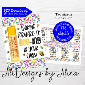 Au plaisir d'être dans votre classe, cadeau pour professeur, support de baume à lèvres, téléchargement immédiat, premier jour d'école, étiquette de cadeau portes ouvertes