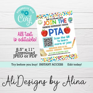 We need you flyer, Join the PTO PTA flyer template with QR code, Recruitment, Need volunteers poster, Why join Pta Pto, application form